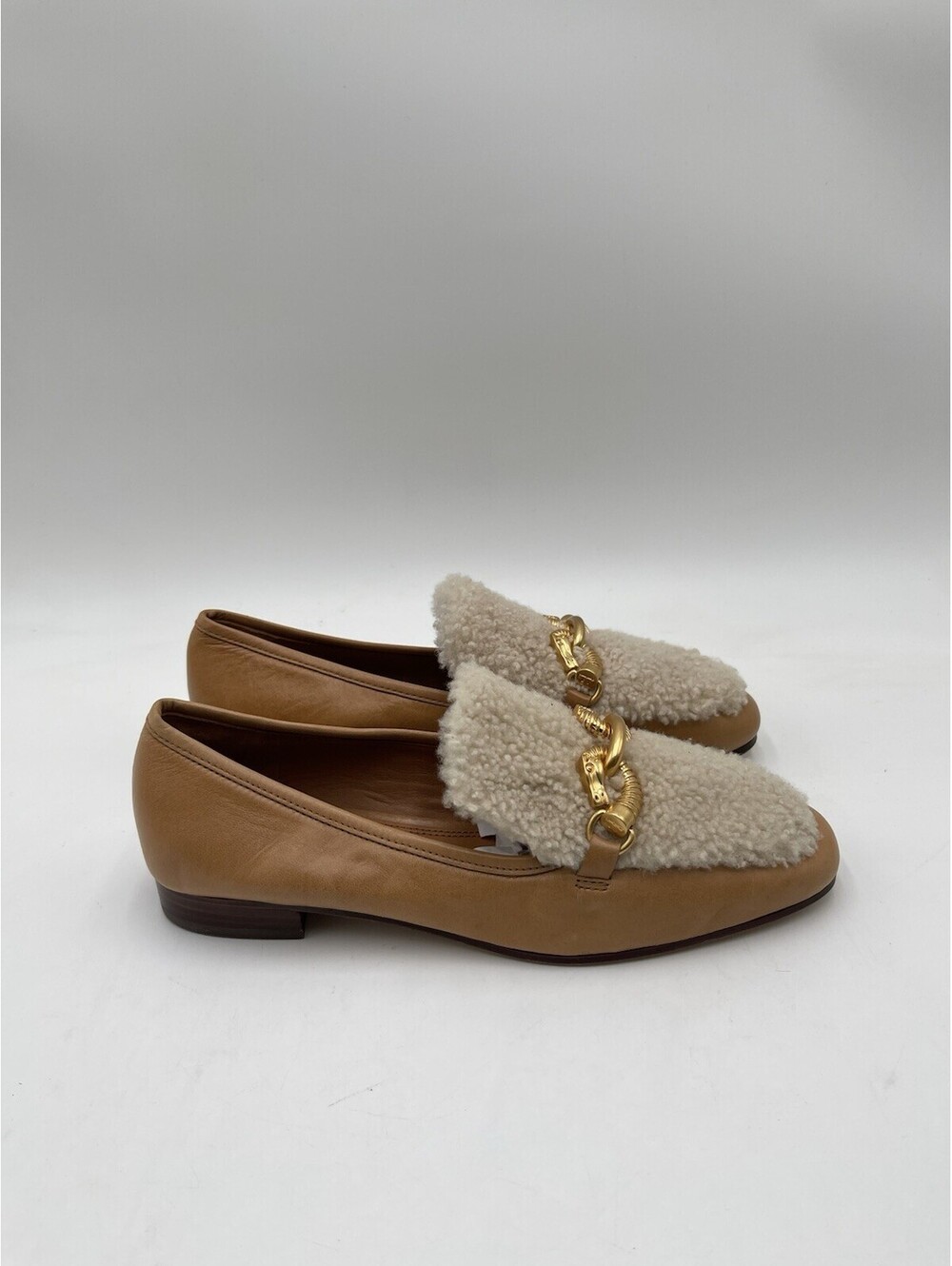 Tory Burch Women's Jessa Shearling Loafers in Caramel Corn Size 6M